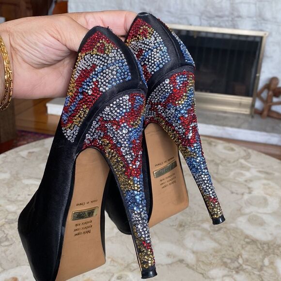 Luella Platform Stiletto Jewelled Peep Toe Party Heels - Picture 8 of 13